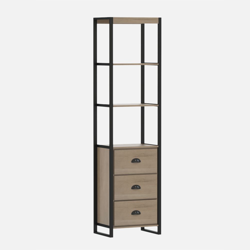 Luella Tall Cabinet - Natural and Black 65"